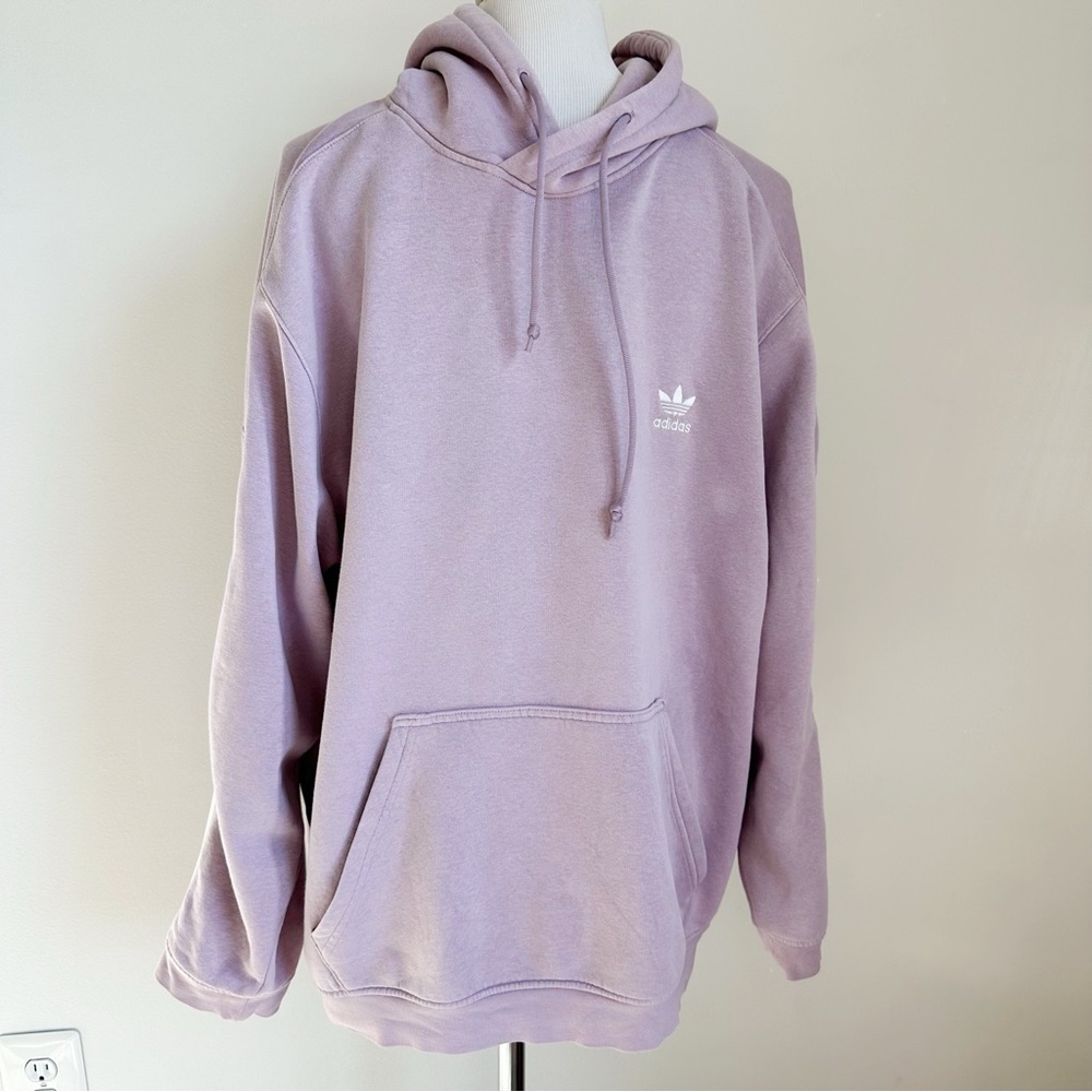 Adidas Men’s Lavender Purple Pullover Hoodie with Logo Sleeve, size Large